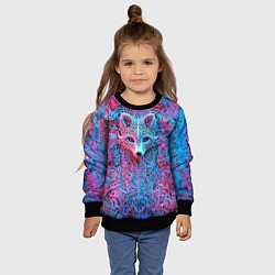 Свитшот детский Лис из розово-голубых узоров, цвет: 3D-черный — фото 2