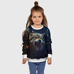 Свитшот детский Волк рассвет, цвет: 3D-белый — фото 2