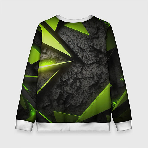 Детский свитшот Baldurs Gate 3 logo green abstract / 3D-Белый – фото 2