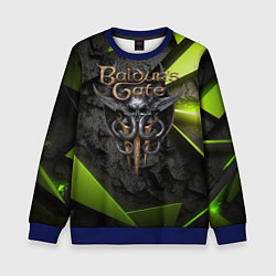 Свитшот детский Baldurs Gate 3 logo green abstract, цвет: 3D-синий