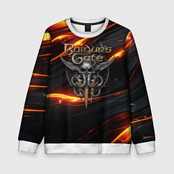 Свитшот детский Baldurs Gate 3 logo gold, цвет: 3D-белый