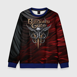 Свитшот детский Baldurs Gate 3 logo dark red black, цвет: 3D-синий