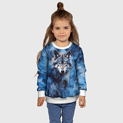 Свитшот детский Голова волка на ледяном фоне, цвет: 3D-белый — фото 2