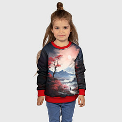 Свитшот детский Луна над горами, цвет: 3D-красный — фото 2