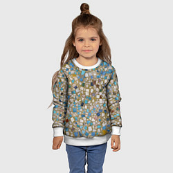 Свитшот детский Мозаика белая разноцветная, цвет: 3D-белый — фото 2