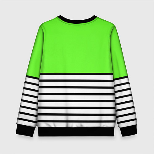 Детский свитшот Полосатый ярко-салатовый / 3D-Черный – фото 2