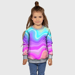 Свитшот детский Неоновая разноцветная волна, цвет: 3D-меланж — фото 2