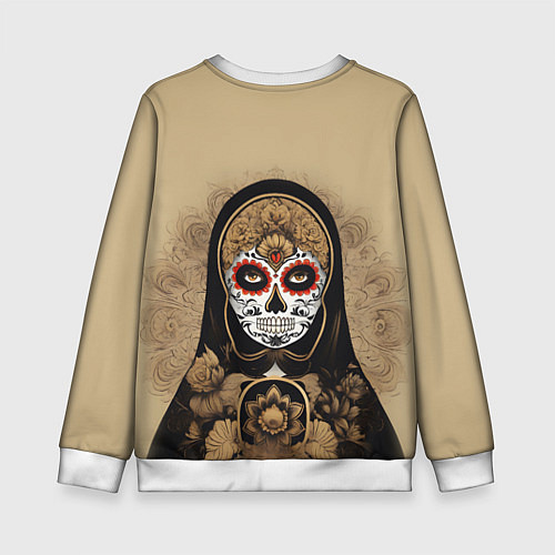 Детский свитшот Матрешка сахарный череп на Хэллоуин / 3D-Белый – фото 2