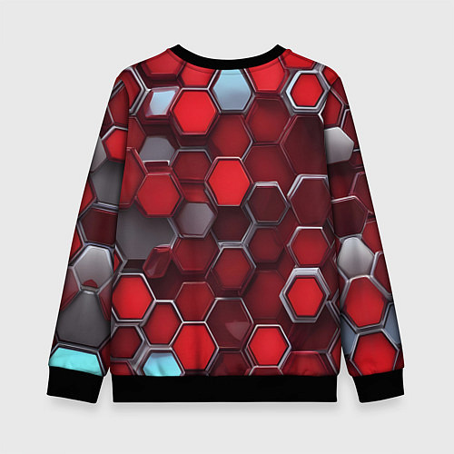 Детский свитшот Cyber hexagon red / 3D-Черный – фото 2