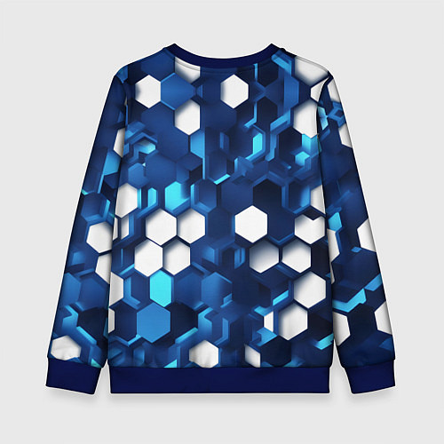 Детский свитшот Cyber hexagon Blue / 3D-Синий – фото 2