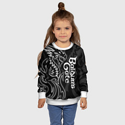 Свитшот детский Балдурс гейт 3 - черный дракон, цвет: 3D-белый — фото 2