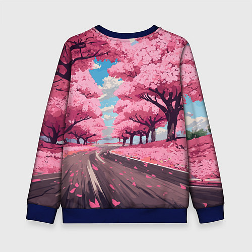 Детский свитшот Тойота супра и сакура / 3D-Синий – фото 2