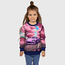 Свитшот детский Тойота супра и сакура, цвет: 3D-синий — фото 2