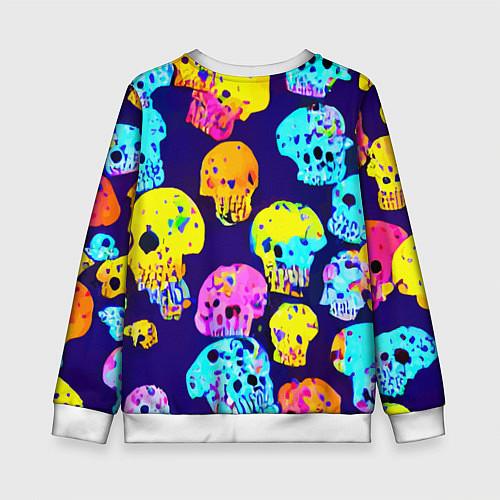 Детский свитшот Паттерн из черепов - поп-арт - иллюзия / 3D-Белый – фото 2
