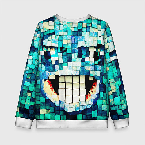 Детский свитшот Смайлик из бирюзовой мазайке / 3D-Белый – фото 2