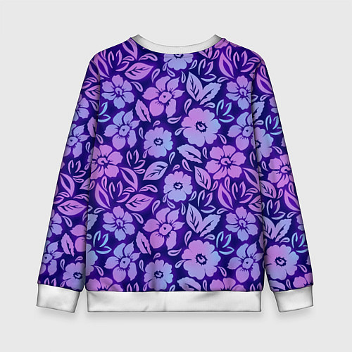 Детский свитшот Фиолетовые цветочки / 3D-Белый – фото 2
