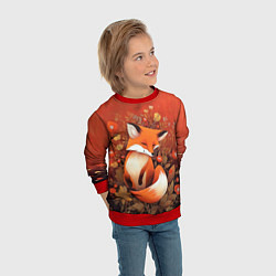 Свитшот детский Довольный лисёнок, цвет: 3D-красный — фото 2