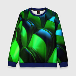 Свитшот детский Зеленые абстрактные элементы, цвет: 3D-синий