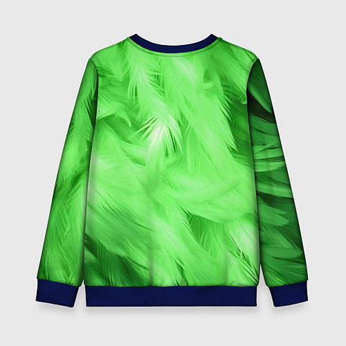 Детский свитшот Зеленые абстрактные листья / 3D-Синий – фото 2