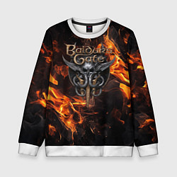 Детский свитшот Baldurs Gate 3 fire logo