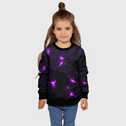 Свитшот детский Неоновые плиты с фиолетовым свечением, цвет: 3D-черный — фото 2