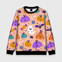Свитшот детский Halloween - pumpkins and ghosts, цвет: 3D-черный