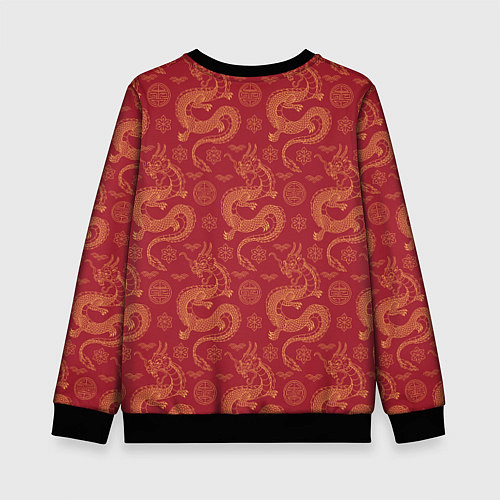 Детский свитшот Dragon red pattern / 3D-Черный – фото 2