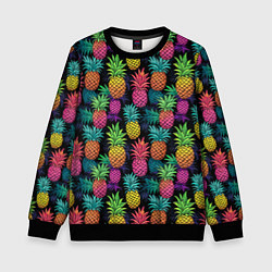 Детский свитшот Разноцветные ананасы паттерн
