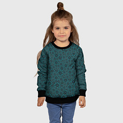 Свитшот детский Цветочный паттерн сине-зелёный, цвет: 3D-черный — фото 2