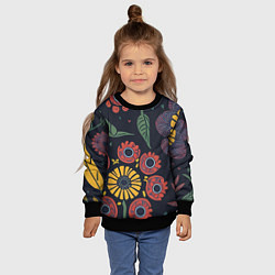 Свитшот детский Простые цветы на глубоком синем, цвет: 3D-черный — фото 2