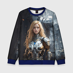 Свитшот детский Бронированная леди, цвет: 3D-синий