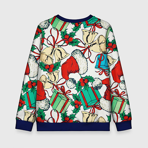 Детский свитшот Узор с новогодними падарками / 3D-Синий – фото 2