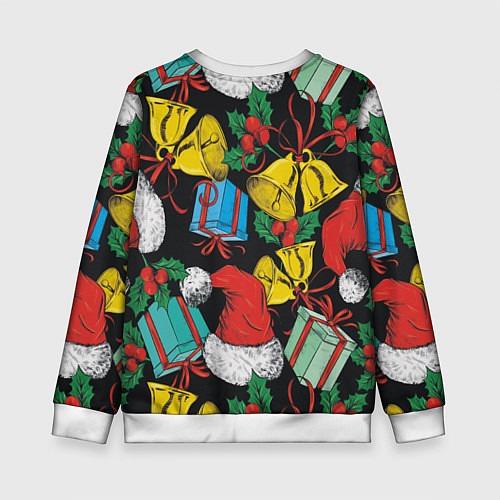 Детский свитшот Узор с рождественскими колокольчиками / 3D-Белый – фото 2