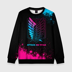 Свитшот детский Attack on Titan - neon gradient, цвет: 3D-черный