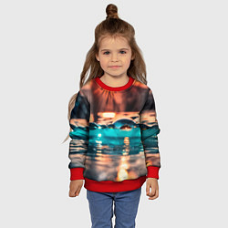 Свитшот детский Поверхность воды на закате макро, цвет: 3D-красный — фото 2