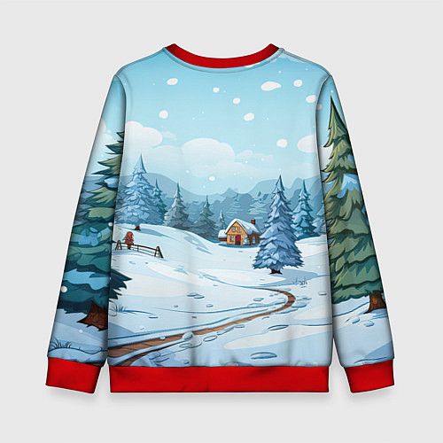 Детский свитшот Новый год пейзаж / 3D-Красный – фото 2