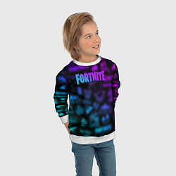 Свитшот детский Неоновые логотипы Fortnite, цвет: 3D-белый — фото 2