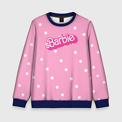 Свитшот детский Барби - белый горошек на розовом, цвет: 3D-синий