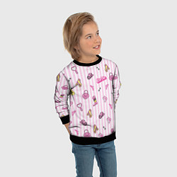 Свитшот детский Барби - розовая полоска и аксессуары, цвет: 3D-черный — фото 2