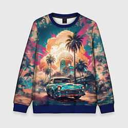 Свитшот детский Атомная поездка на машине, цвет: 3D-синий