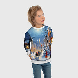 Свитшот детский Новогодний городской пейзаж, цвет: 3D-белый — фото 2