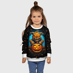 Свитшот детский Halloween - страшный медведь с тыквой, цвет: 3D-белый — фото 2