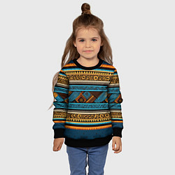 Свитшот детский Этнический рисунок в горизонтальную полоску, цвет: 3D-черный — фото 2