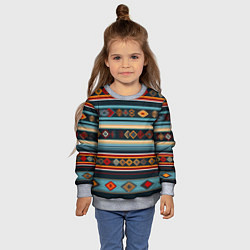 Свитшот детский Этнический орнамент в горизонтальную полоску, цвет: 3D-меланж — фото 2