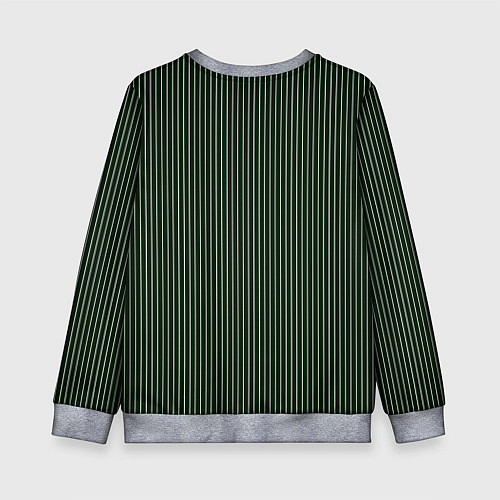 Детский свитшот Тёмно-зелёный тонкие полосы / 3D-Меланж – фото 2