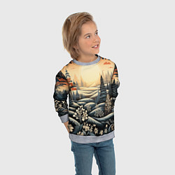 Свитшот детский Зимний предновогодний пейзаж, цвет: 3D-меланж — фото 2