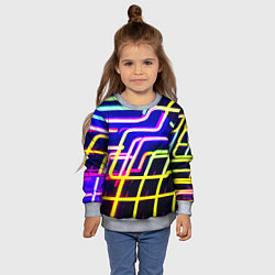 Свитшот детский Авангардный неоновый паттерн, цвет: 3D-меланж — фото 2