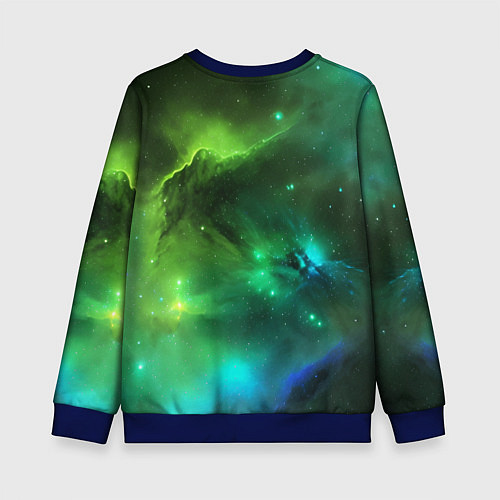 Детский свитшот Бескрайний космос зелёный / 3D-Синий – фото 2