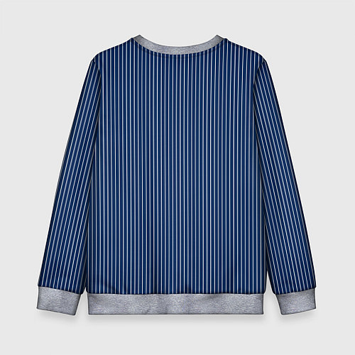 Детский свитшот Строгий синий в полоску / 3D-Меланж – фото 2