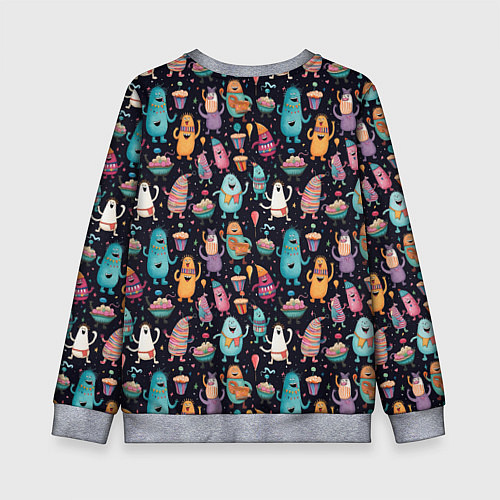 Детский свитшот Весёлые монстры на вечеринке / 3D-Меланж – фото 2